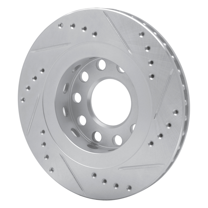 Audi Allroad Brake Rotor (1) - Rear Left - R1 Concepts - Drilled & Slotted - Silver - `04-`05